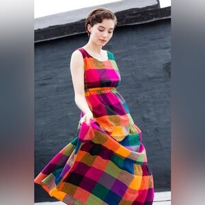 Gemma Tier Dress- Multi Check